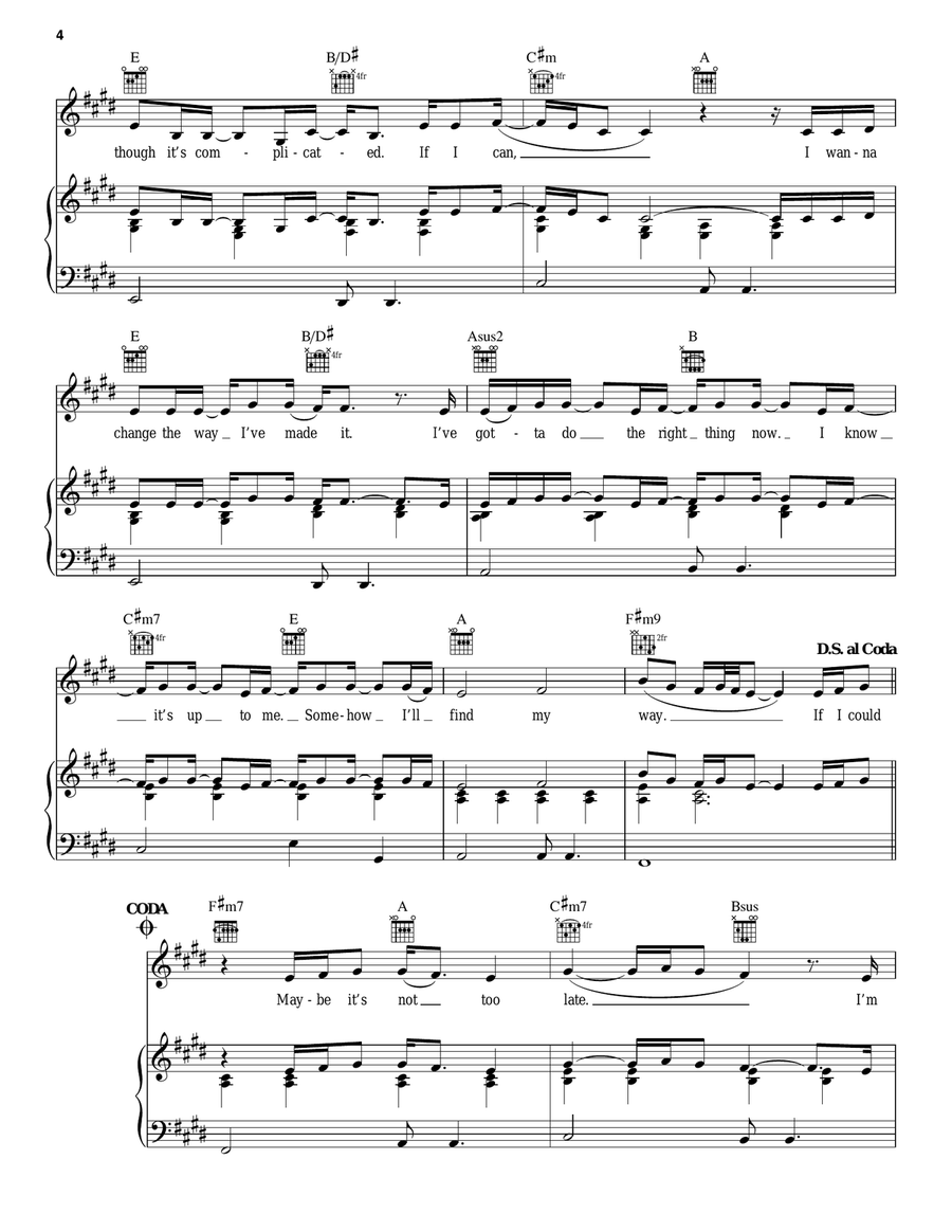 It's Not Too Late (from Camp Rock 2) Piano, Vocal, Guitar scores gallery preview page 4