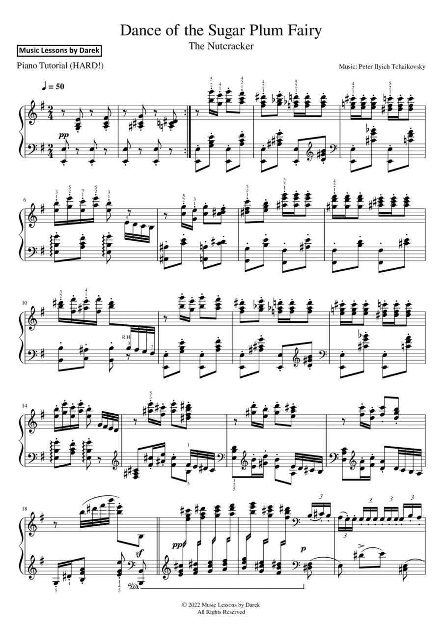 Dance of the Sugar Plum Fairy (HARD PIANO) The Nutcracker [Peter Ilyich Tchaikovsky] Piano Solo scores gallery preview page 1