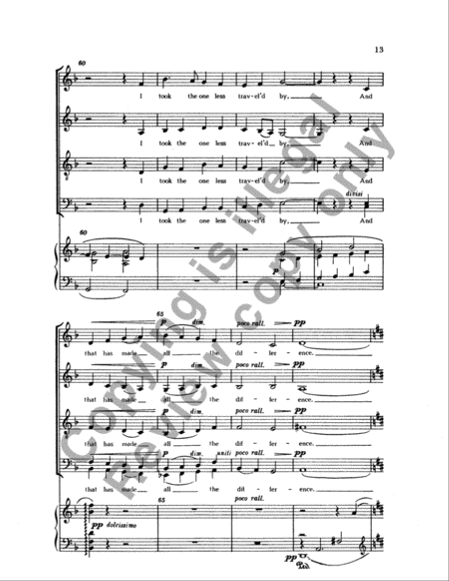 The Road Not Taken - SATB - From "Frostiana" image number null