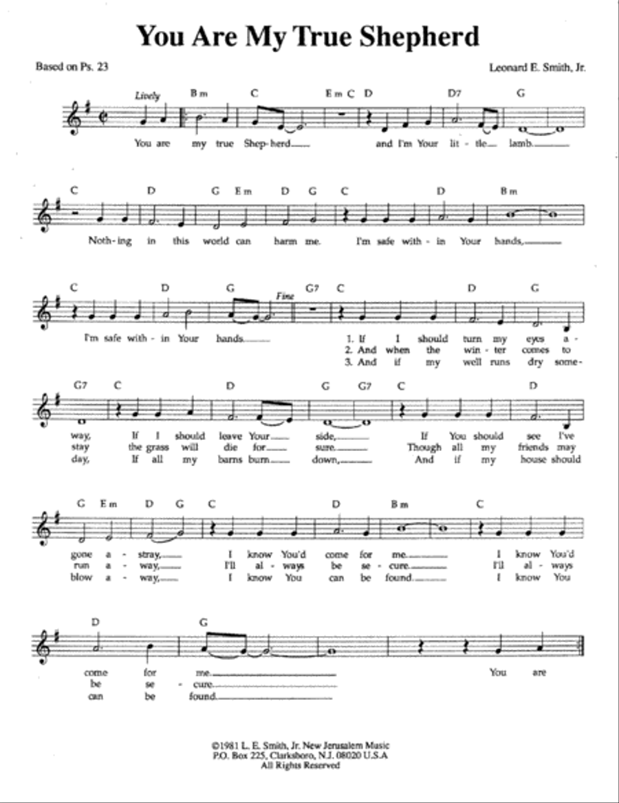 You Are My True Shepherd Unison Choir scores gallery preview page 1