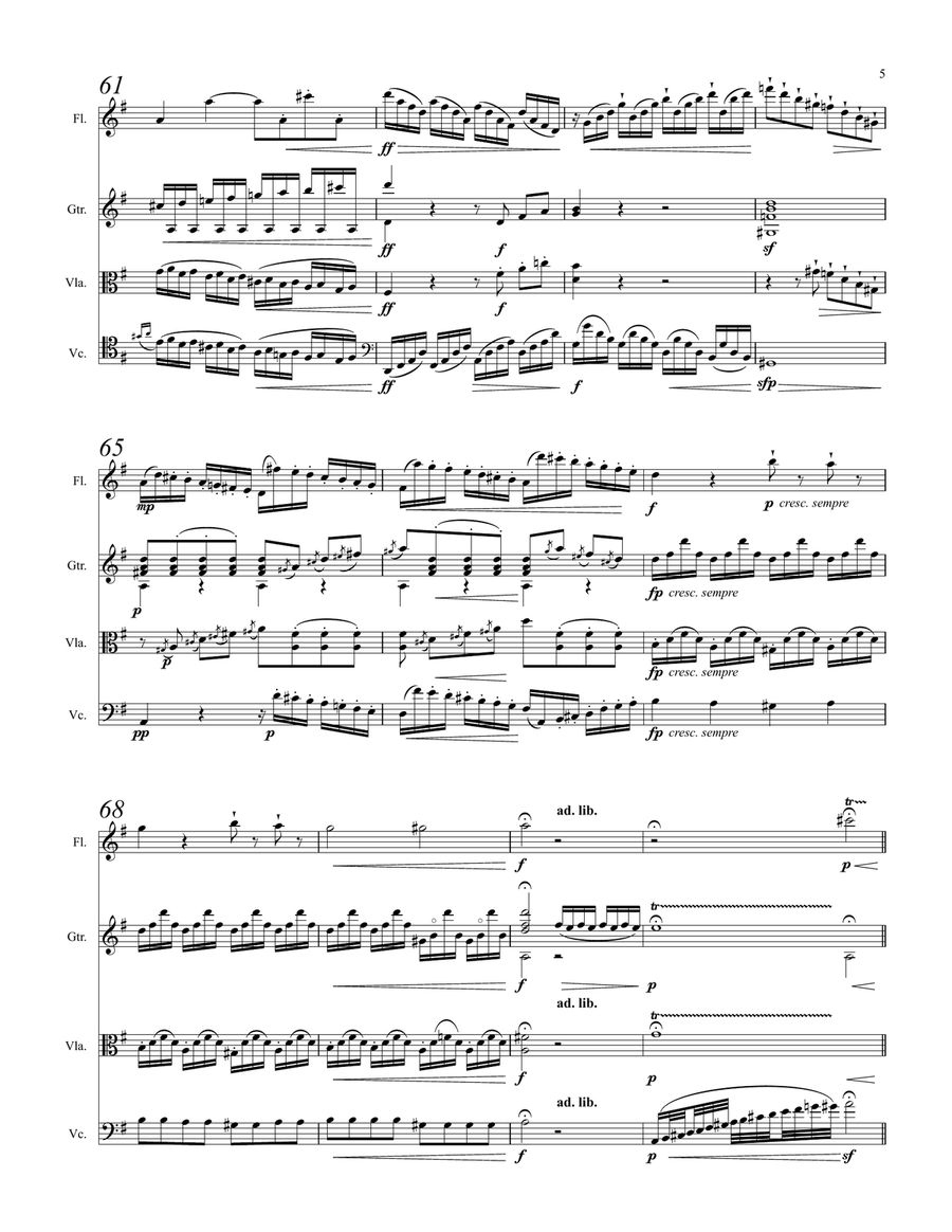 Schubert Quartet for Flute, Guitar, Viola & Cello Small Ensemble scores gallery preview page 6
