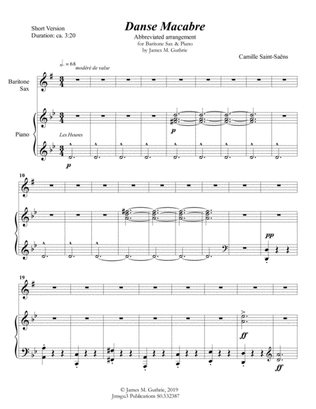Saint-Saëns: Danse Macabre for Baritone Sax & Piano Short Version