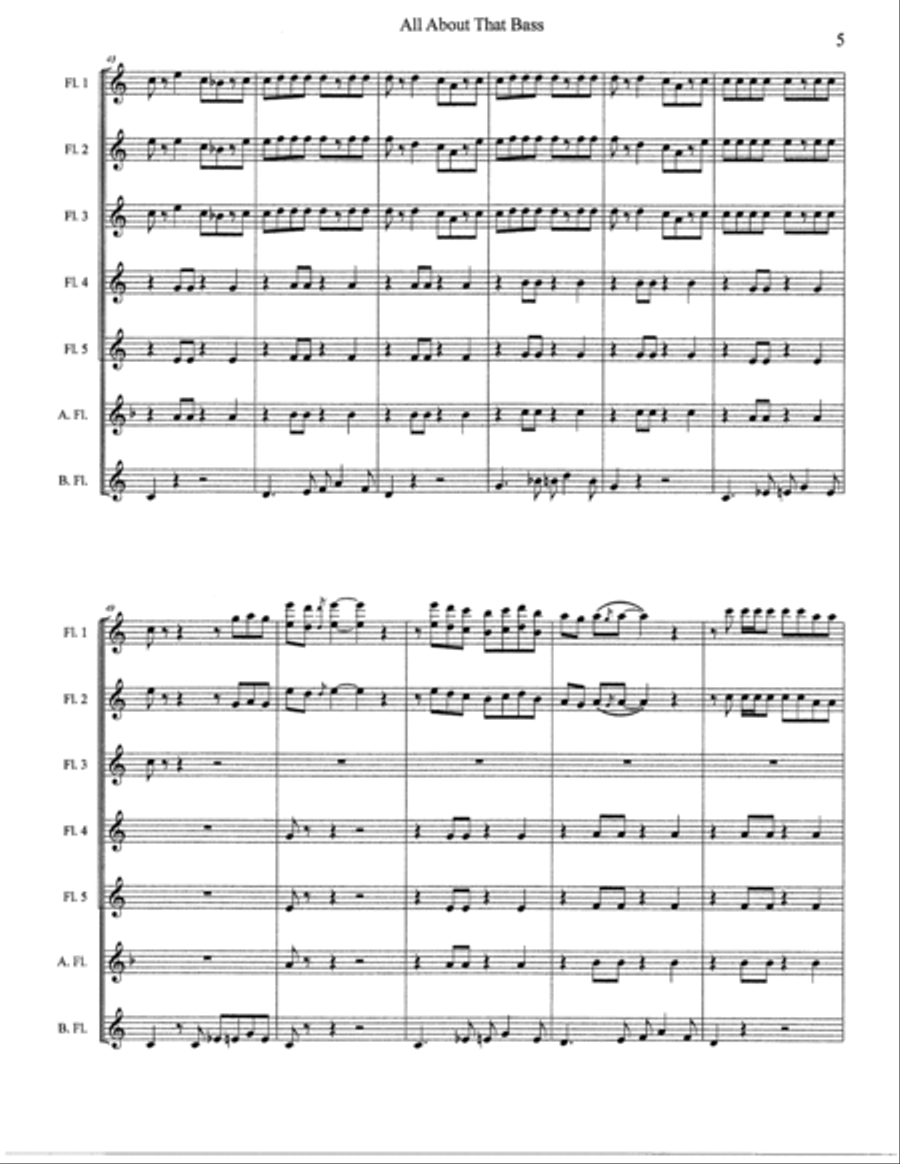 All About That Bass Woodwind Ensemble scores gallery preview page 5