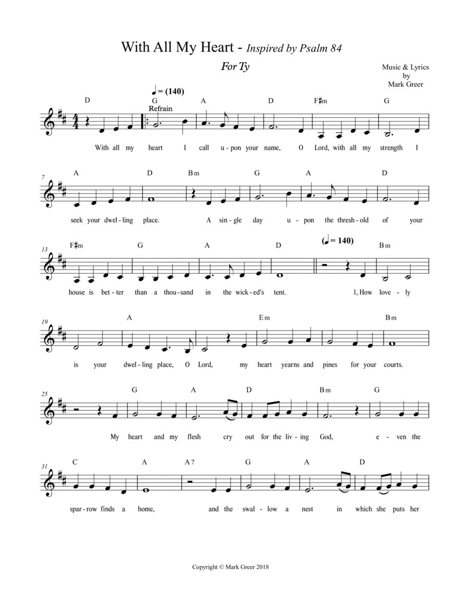 With All My Heart - Inspired by Psalm 84 Guitar scores gallery preview page 1