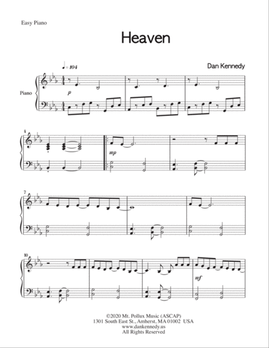 Heaven (Easy Piano) Heaven (Easy Piano) Easy Piano scores gallery preview page 2