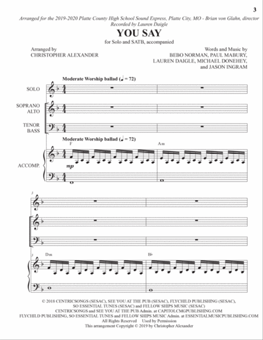 You Say 4-Part scores gallery preview page 3