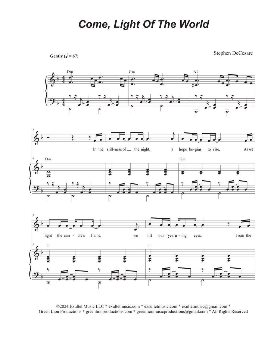 Come, Light Of The World (Vocal solo - High Key) Piano, Vocal scores gallery preview page 1
