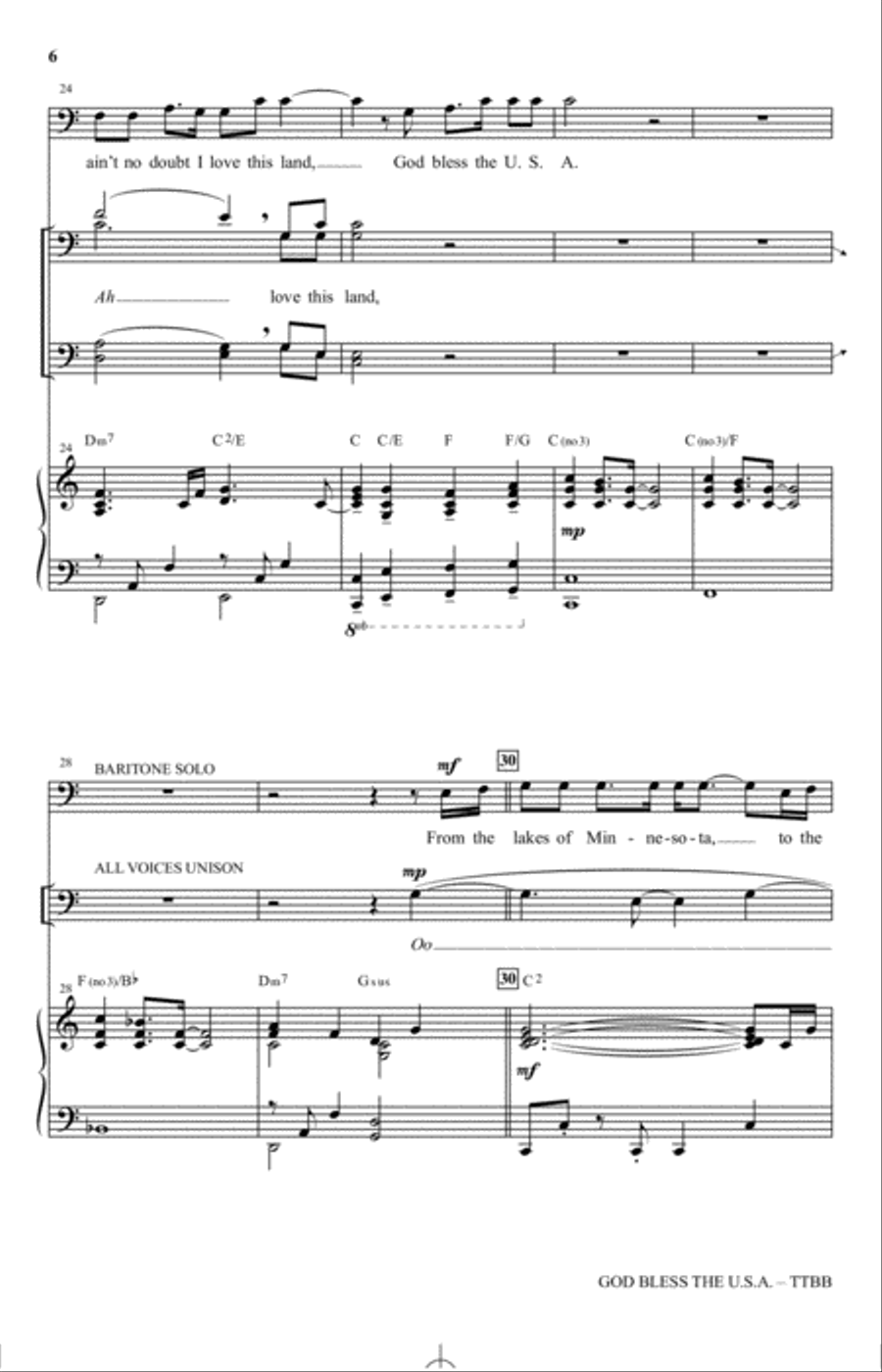 God Bless The U.S.A. TTBB scores gallery preview page 5