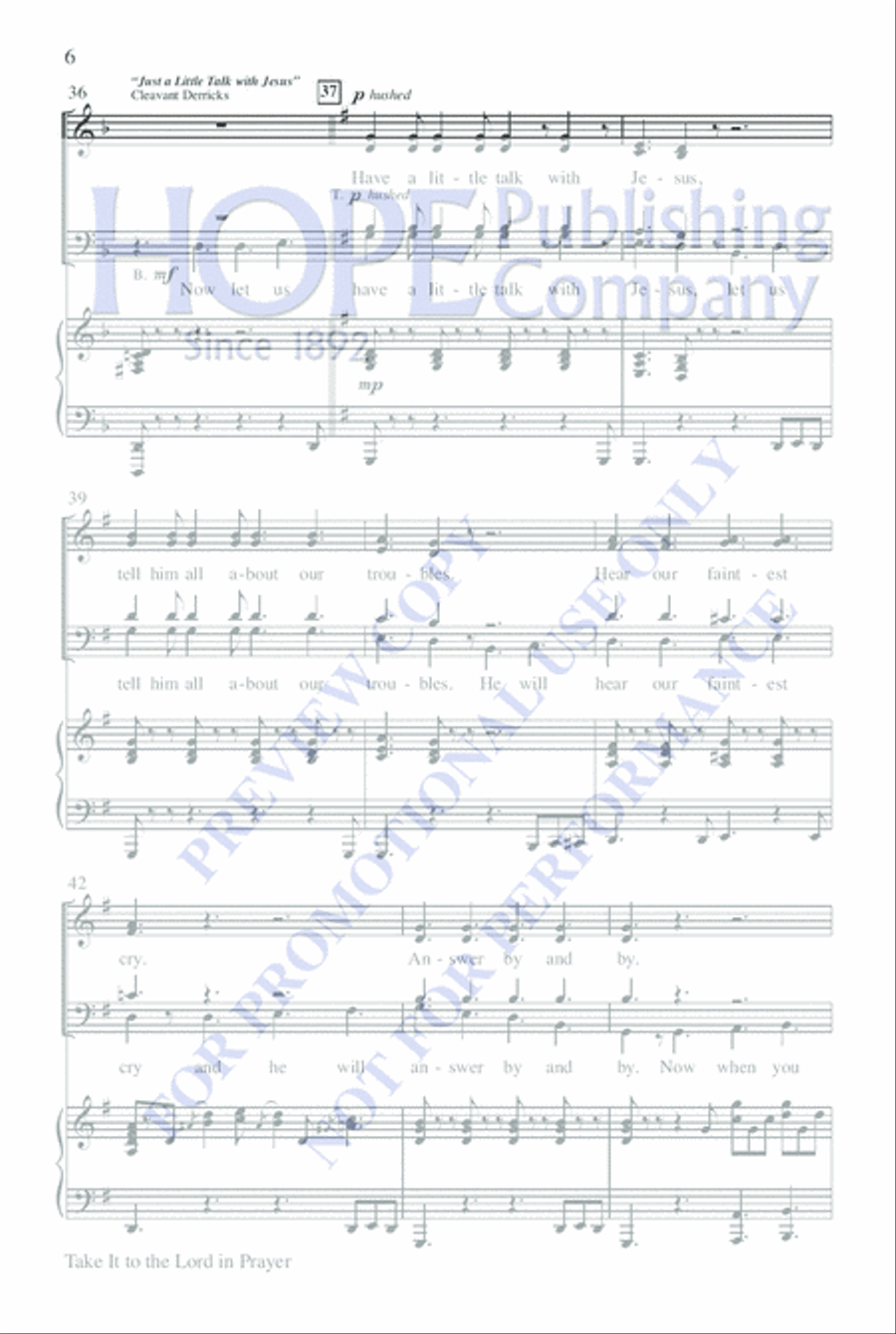 Take It to the Lord In Prayer 4-Part scores gallery preview page 6