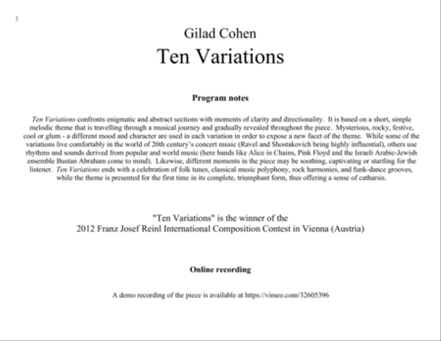 Ten Variations Small Ensemble scores gallery preview page 2