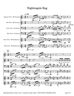 Nightingale Rag by Joseph Lamb for Brass Quartet in Schools