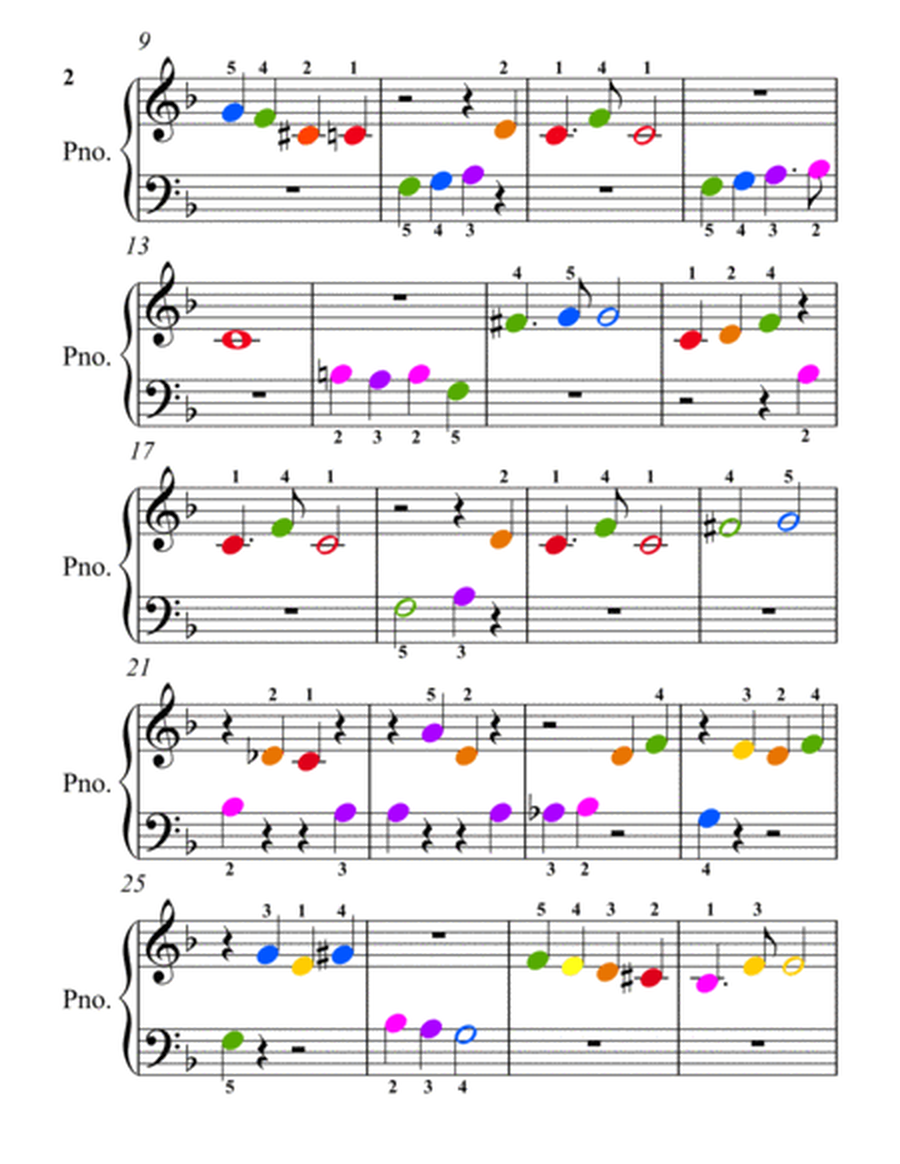 Beauty in the Rose Garden Beginner Piano with Colored Notes
