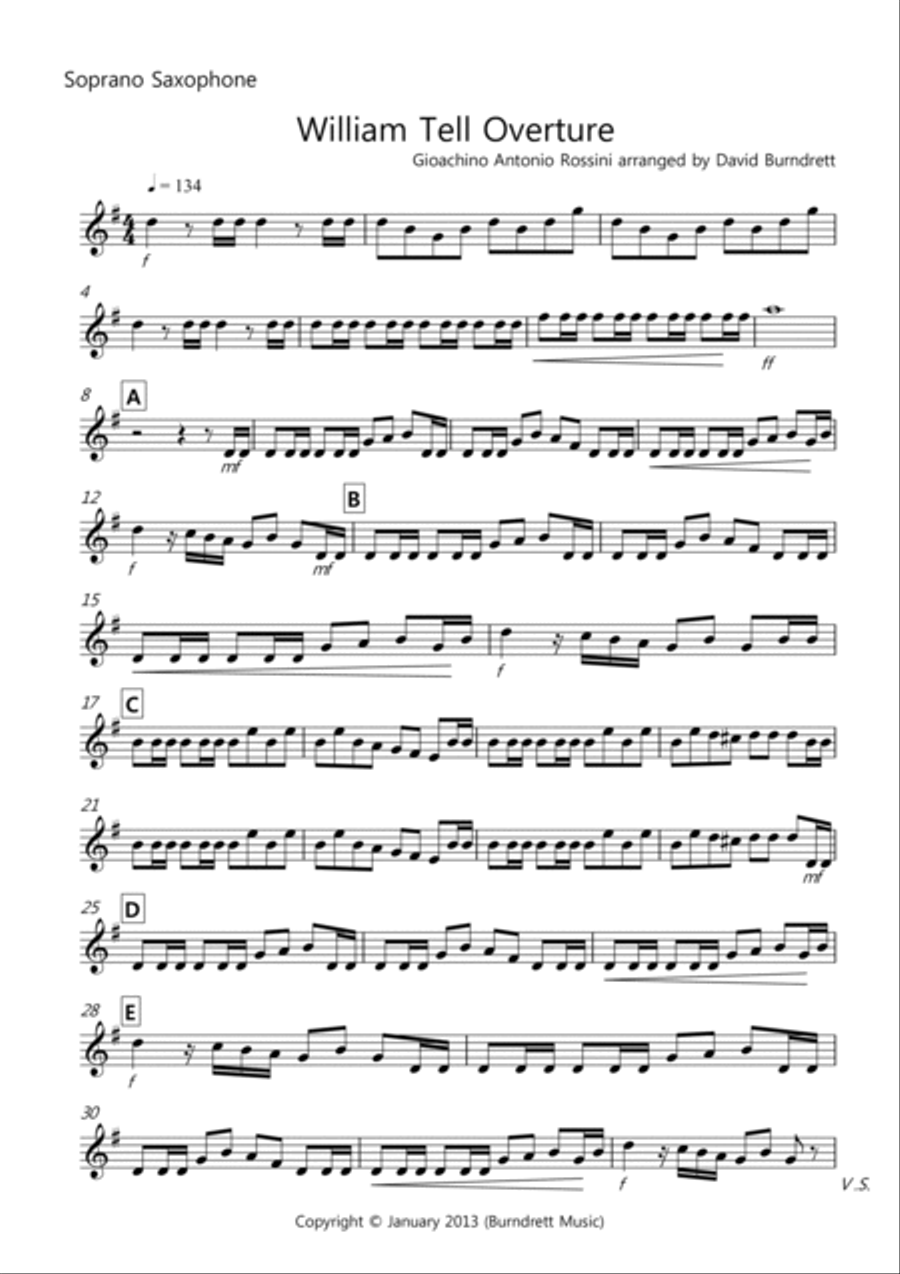 William Tell Overture for Saxophone Quartet Saxophone Quartet scores gallery preview page 5