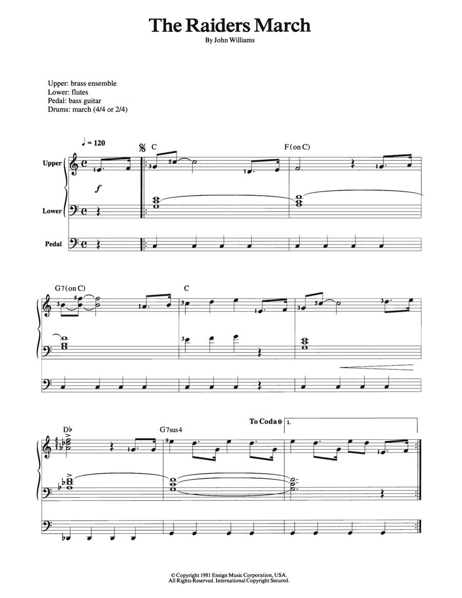 Raiders March Organ Solo scores gallery preview page 1