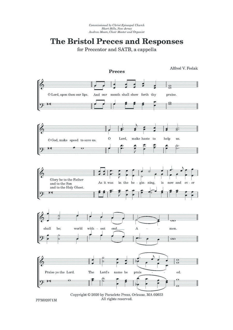 The Bristol Preces and Responses 4-Part scores gallery preview page 1