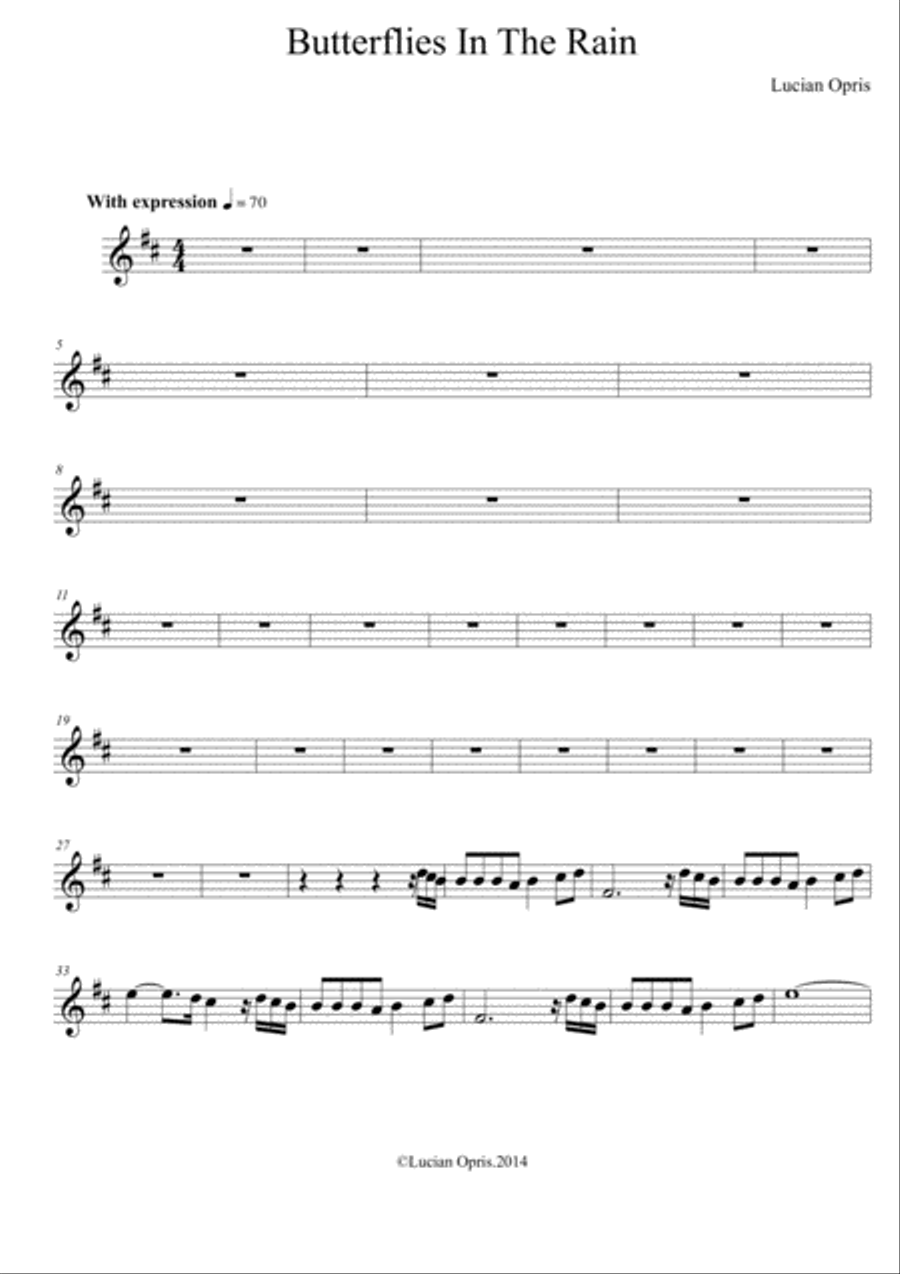 Butterflies In The Rain - Piano & Orchestra - Lucian Opris Full Orchestra scores gallery preview page 1