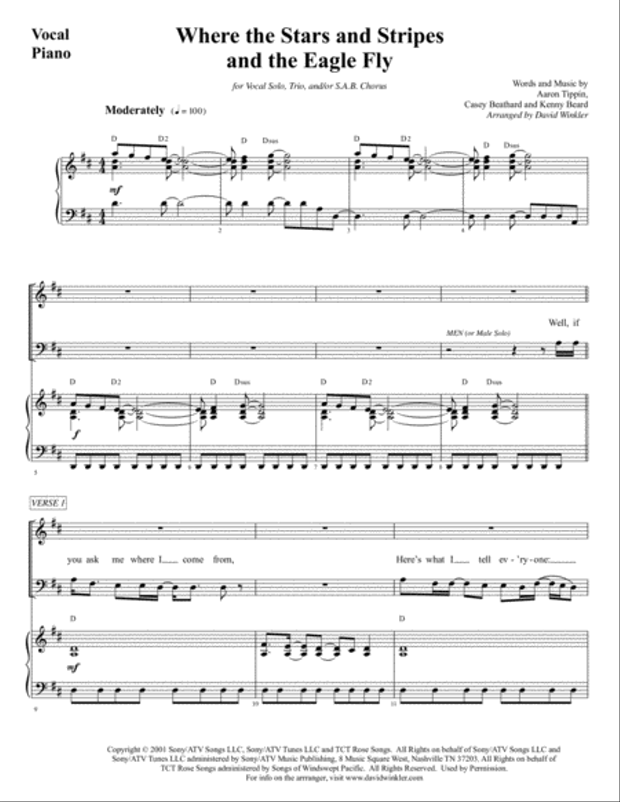 Where The Stars And Stripes And The Eagle Fly 3-Part scores gallery preview page 2