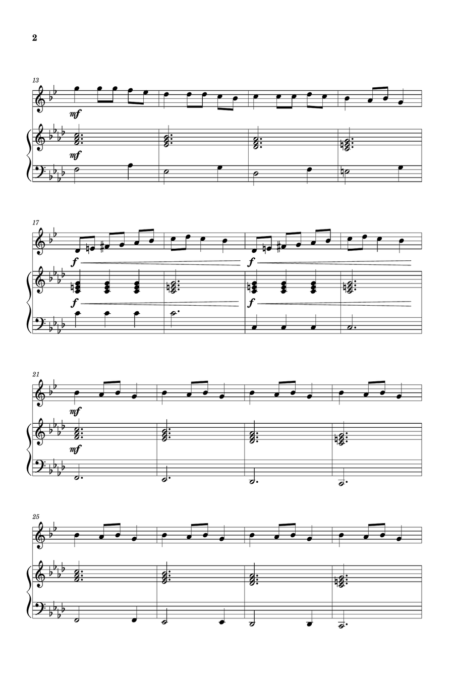 Carol of the Bells for Soprano Saxophone and Piano (Very Easy - Beginner) in F minor Soprano Saxophone scores gallery preview page 2