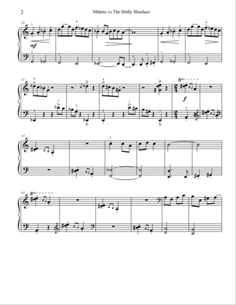 Mittens vs. The Shifty Shoelace Piano Solo scores gallery preview page 2