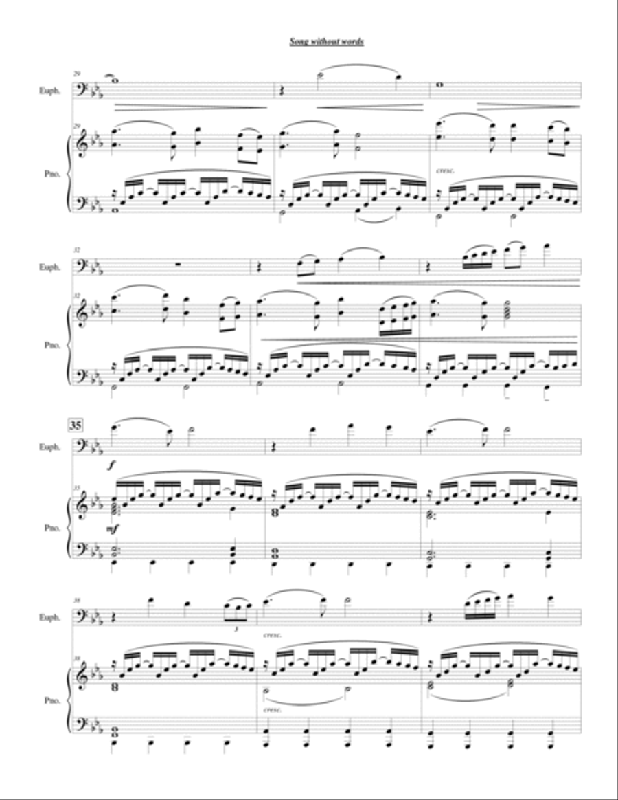 Song without words for Euphonium and Piano Euphonium scores gallery preview page 5