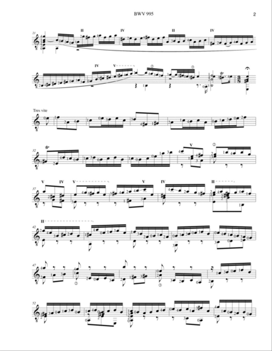 Bach Third Lute Suite BWV 995 Lute scores gallery preview page 3