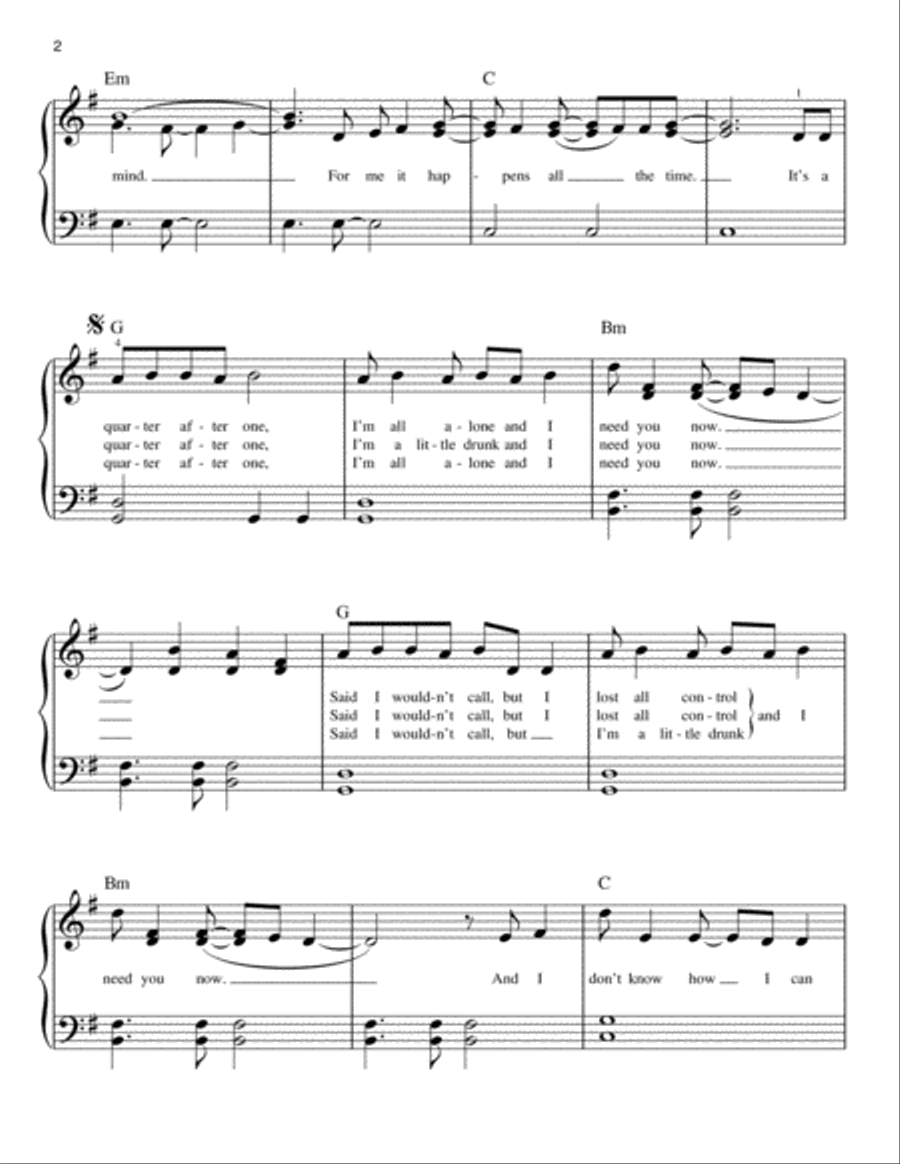 Need You Now Need You Now Easy Piano scores gallery preview page 2