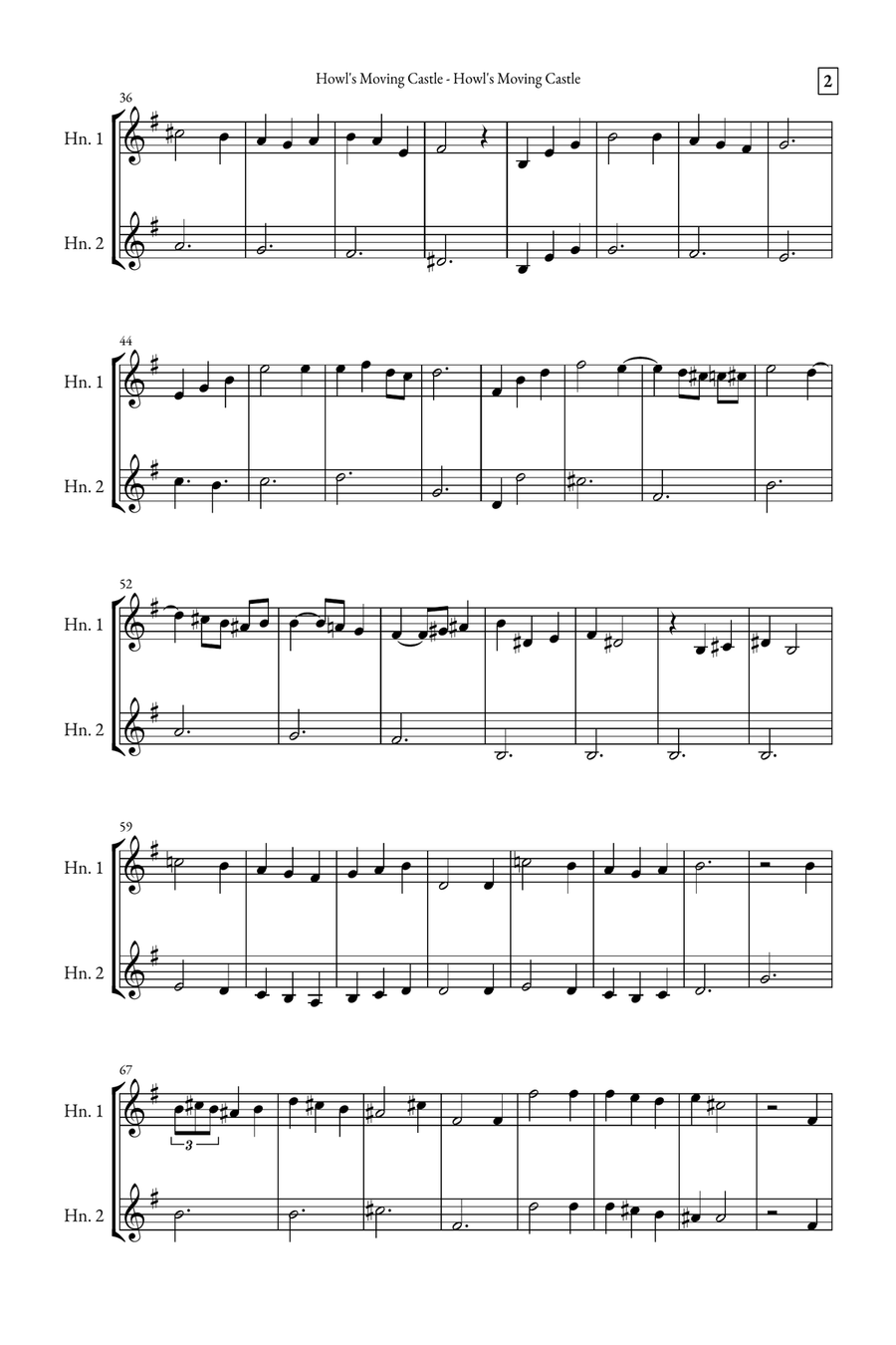 Howl's Moving Castle Howl's Moving Castle Brass Duet scores gallery preview page 2
