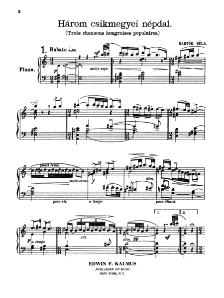 Bartók: Three Hungarian Folksongs