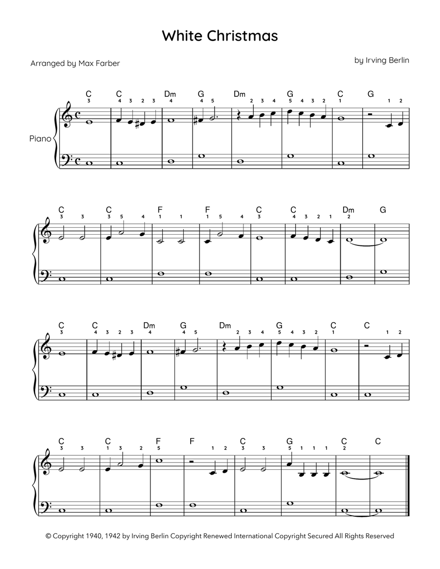 White Christmas Easy Piano scores gallery preview page 1