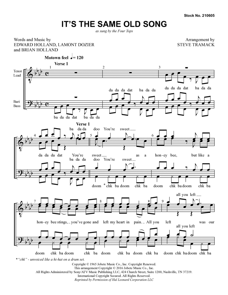 It's the Same Old Song (arr. Steve Tramack) TTBB scores gallery preview page 1