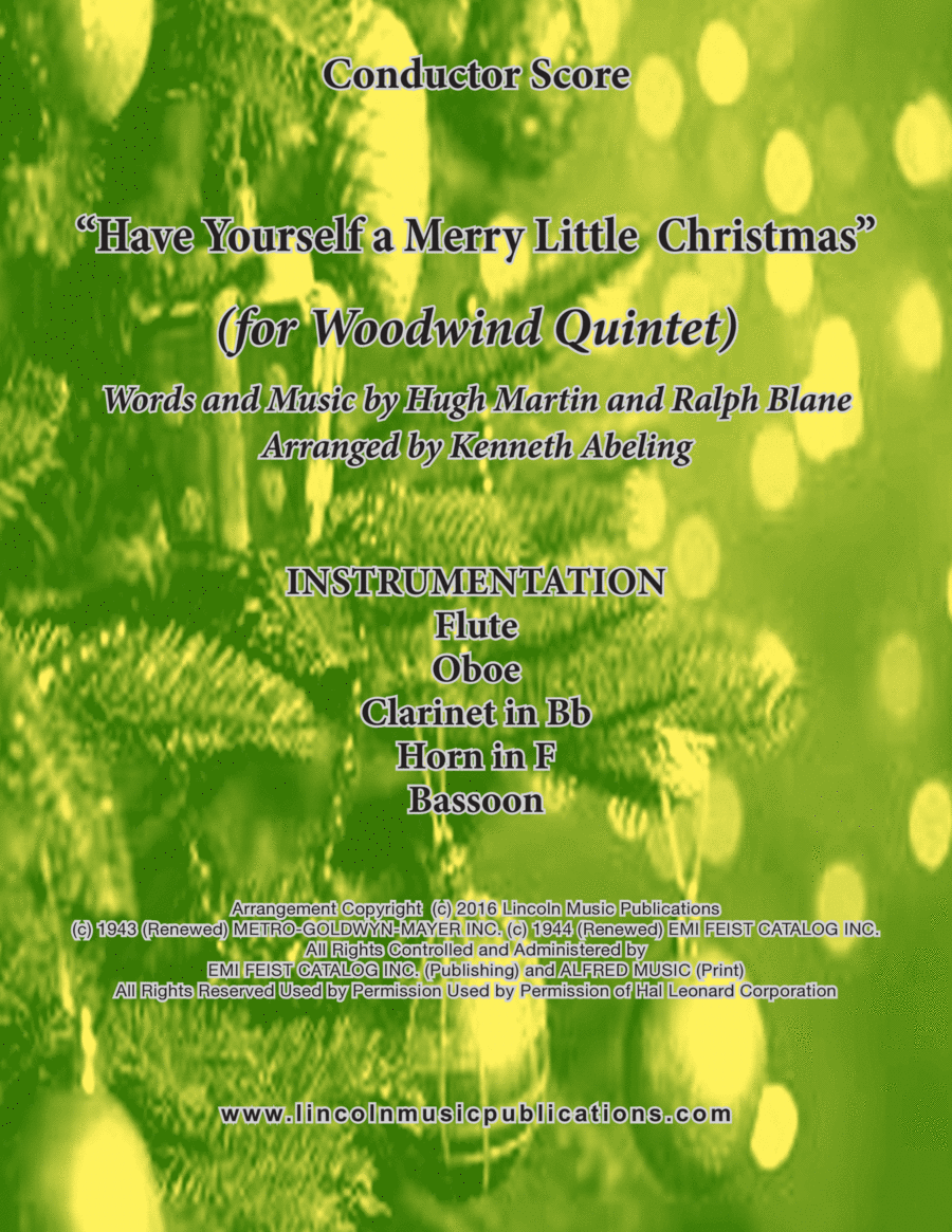 Have Yourself A Merry Little Christmas from MEET ME IN ST. LOUIS Woodwind Quintet scores gallery preview page 1
