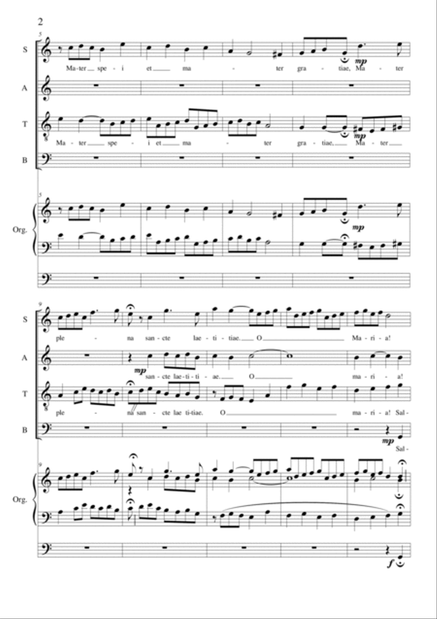 O Maria! Salve Mater - Choir SATB a cappella or with organ 4-Part scores gallery preview page 2