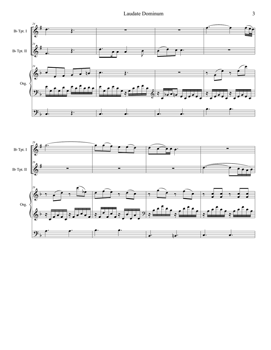 Laudate Dominum (Duet for Bb-Trumpet - Organ Accompaniment) Trumpet Duet scores gallery preview page 4
