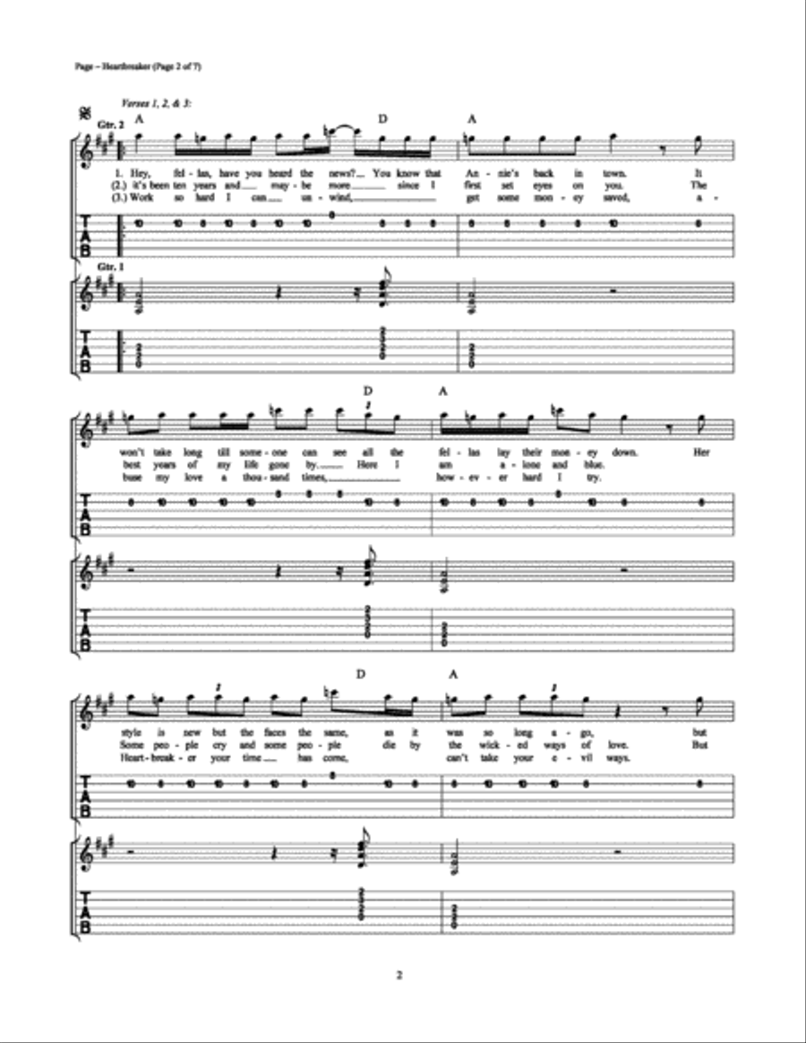 Heartbreaker Easy Guitar scores gallery preview page 2