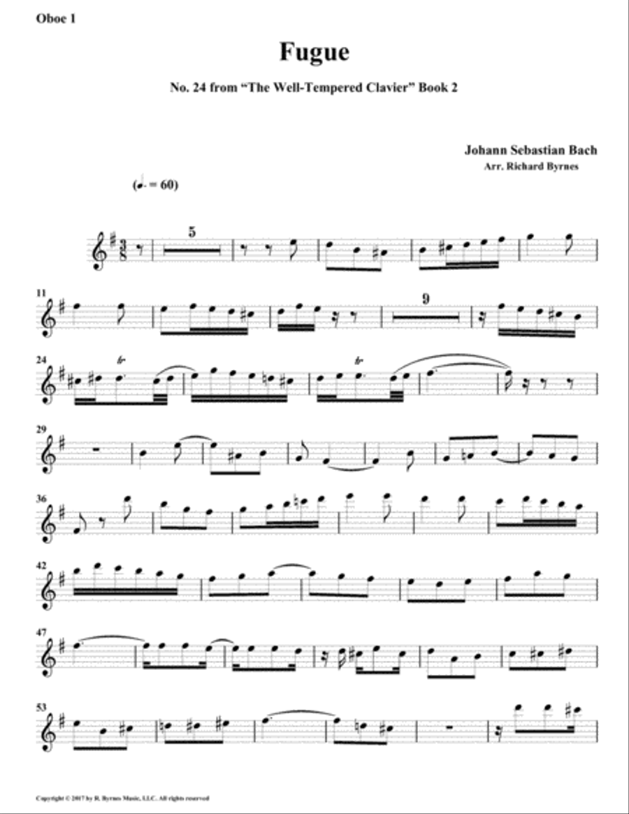 Fugue 24 from Well-Tempered Clavier, Book 2 (Conical Brass Quartet) Brass Quartet scores gallery preview page 6