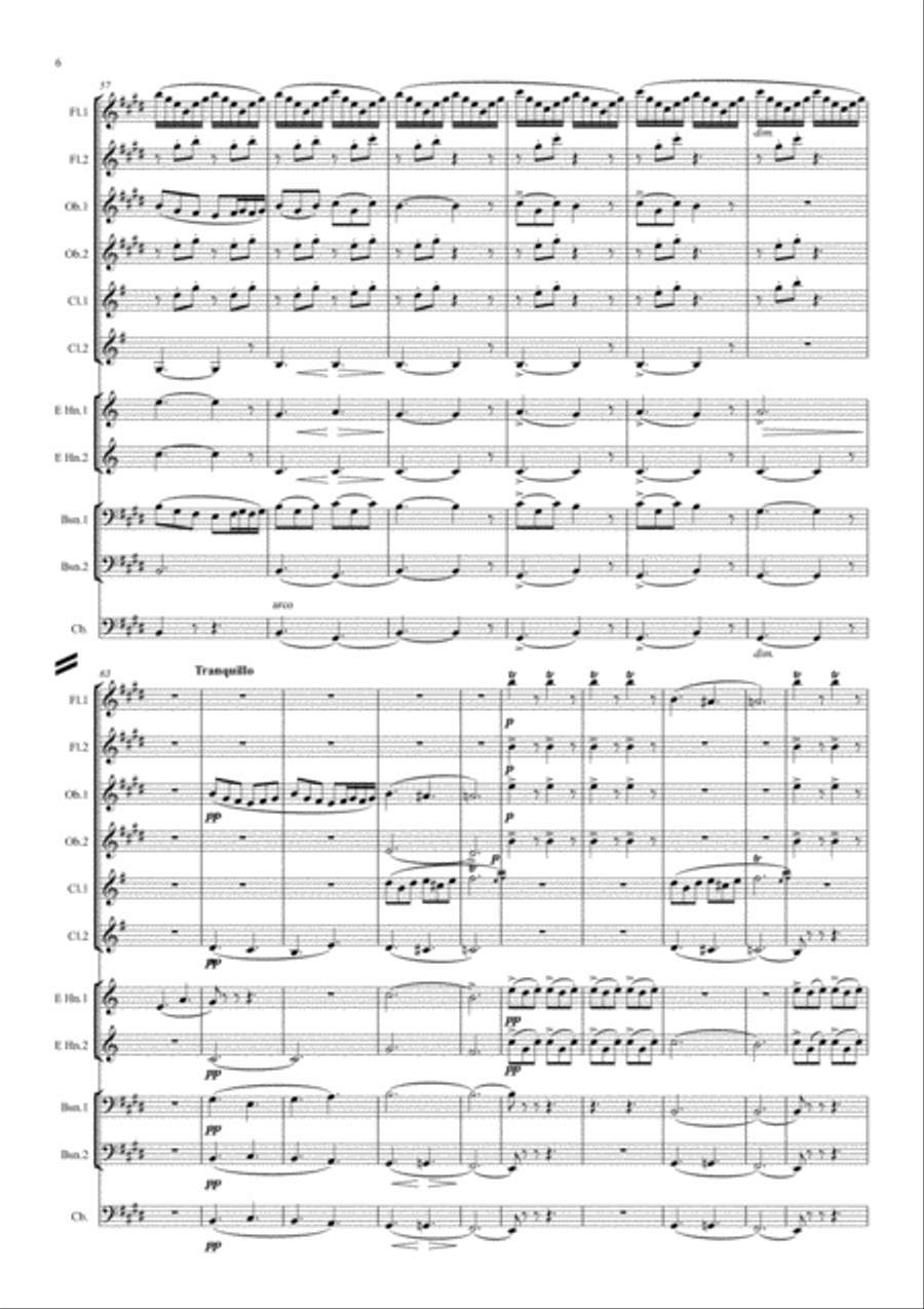 Grieg: Peer Gynt Suite No.1 Op.46 Mvt.1 Morning Mood (Original Key) - symphonic wind ensemble Large Ensemble scores gallery preview page 6