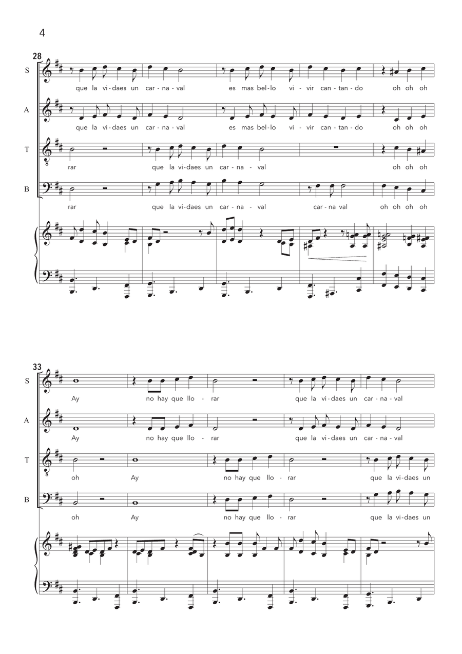 La Vida Es Un Carnaval 4-Part scores gallery preview page 6