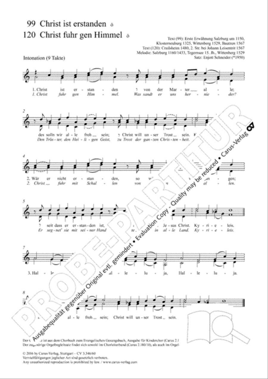Christ ist erstanden / Christ fuhr gen Himmel Children's Choir scores gallery preview page 2