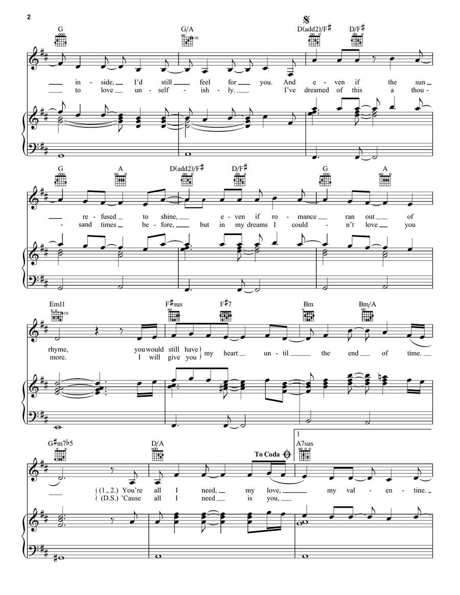 Valentine Valentine Piano, Vocal, Guitar scores gallery preview page 2