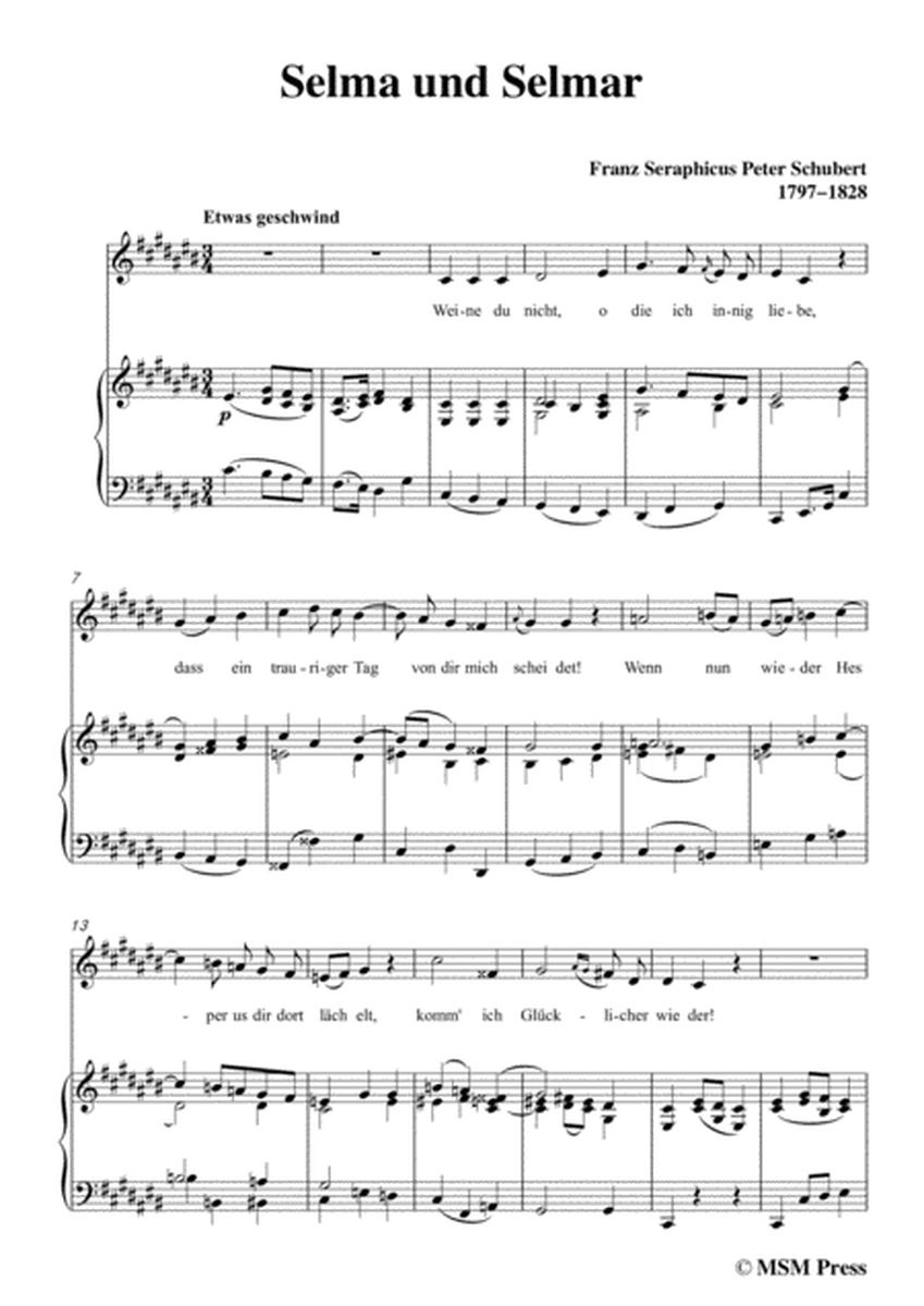 Schubert-Selma und Selmar,in C sharp Major,for Voice&Piano image number null