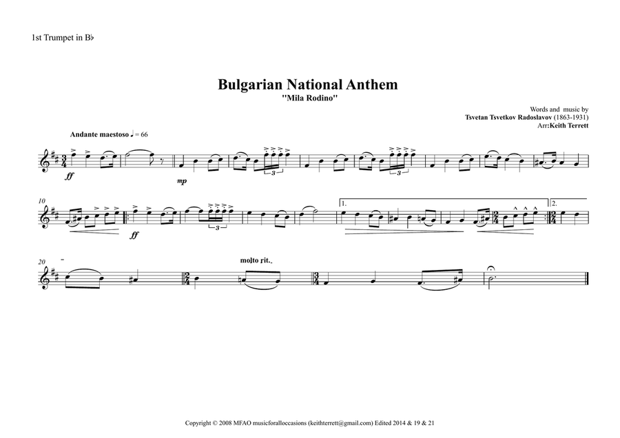 Bulgarian National Anthem (Mila Rodino) for Brass Quintet (World National Anthem Series) Brass Quintet scores gallery preview page 5