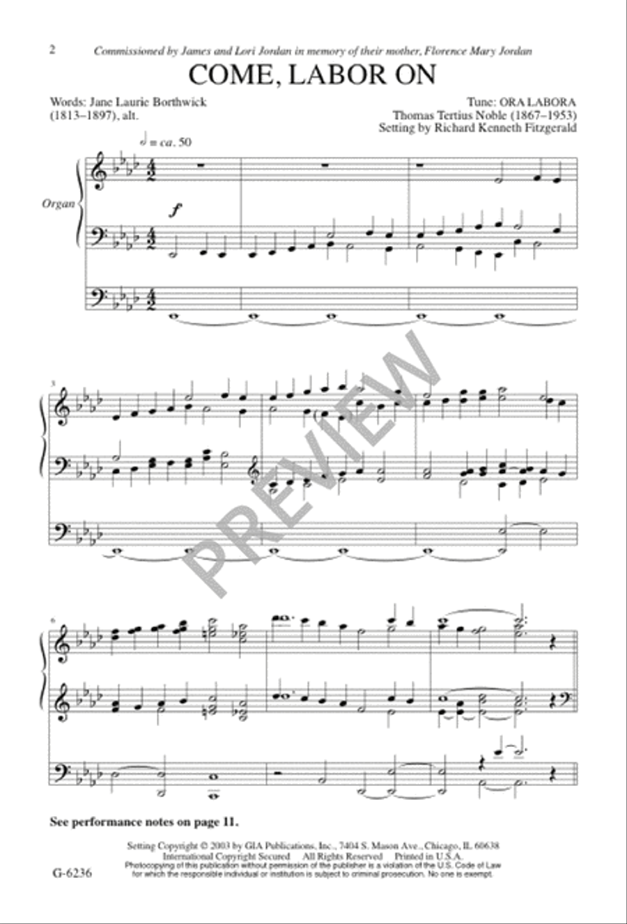 Come, Labor On 4-Part scores gallery preview page 1