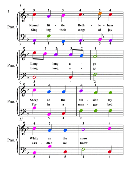 The Wind Through the Olive Trees Easy Piano Sheet Music with Colored Notation