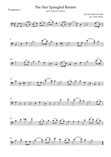 The Star Spangled Banner (USA National Anthem) for Trombone Trio image number null