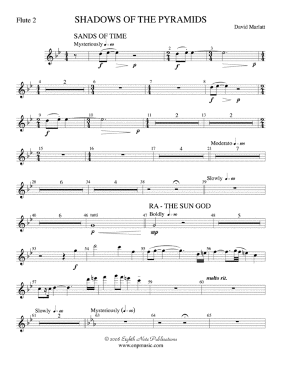 Shadows of the Pyramids: 2nd Flute Concert Band scores gallery preview page 1
