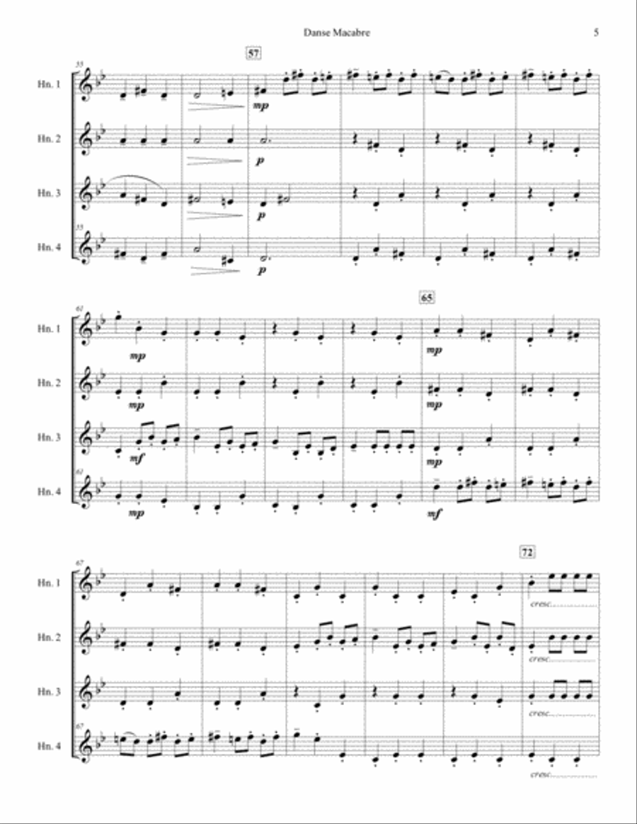 Danse Macabre for French Horn Quartet Danse Macabre for French Horn Quartet French Horn Quartet scores gallery preview page 5