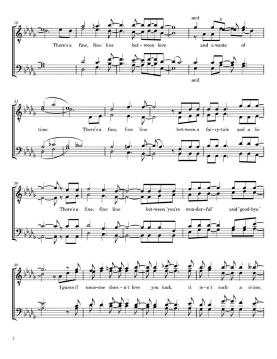 There's A Fine, Fine Line TTBB scores gallery preview page 2