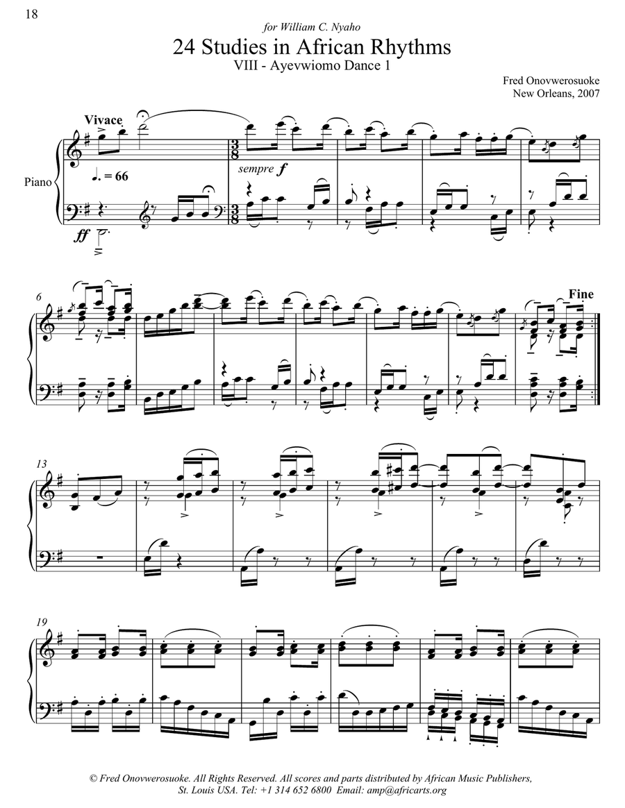 Twenty-Four Studies in African Rhythms, No. 8 Piano Method scores gallery preview page 1