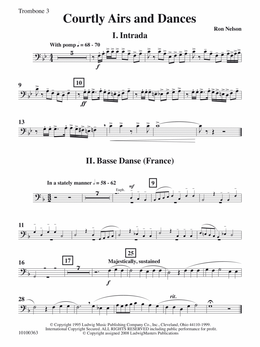 Courtly Airs and Dances - Trombone 3 Concert Band scores gallery preview page 1