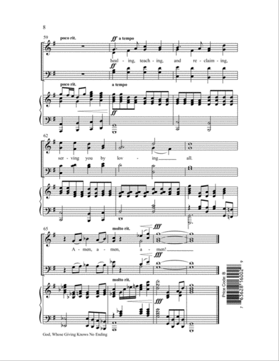 God, Whose Giving Knows No Ending 4-Part scores gallery preview page 9